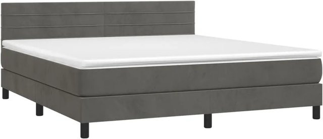 vidaXL Boxspringbett mit Matratze in Dunkelgrau aus Samt mit LED-Unterbettbeleuchtung und USB-Ladeanschluss, B/T/H: 160 x 200 x 78 cm - Bild 1