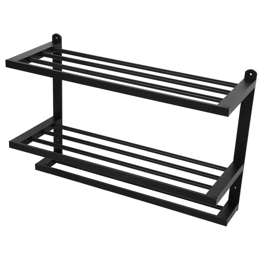 Aimo 3-stöckiges Wandregal aus Aluminium in Schwarz für das Badezimmer als Handtuchhalter und Organizer - Bild 4