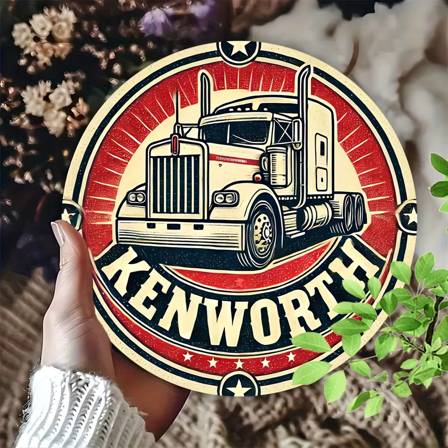 Potdemiel Rundes Aluminiumschild Kenworth Logo Design Retro Wanddeko Mehrfarbig Durchmesser: 20 cm - Bild 3