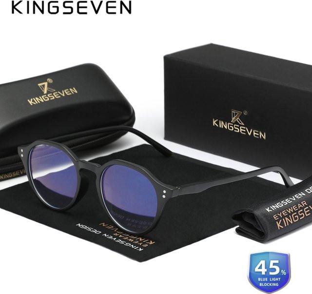KINGSEVEN Korrektionsbrille, Runde Vollrand, Transparent, Unisex, Blaulichtfilter - Bild 1