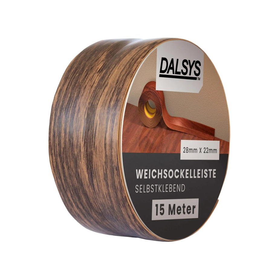 Dalsys Weichsockelleiste selbstklebend aus PVC in Kastanie, 15 m Länge - Bild 2