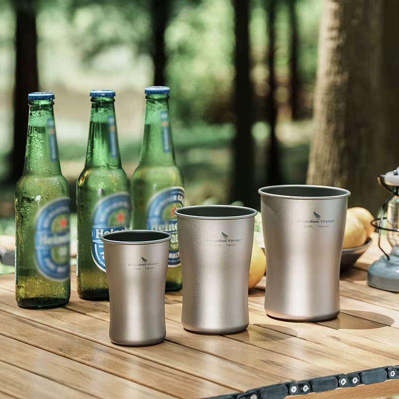 Boundless Voyage Titan-Bier-Reisebecher in Silber, ultraleichter Einwandbecher für Kaffee und Tee bei Outdoor, Camping und Picknick - Bild 4