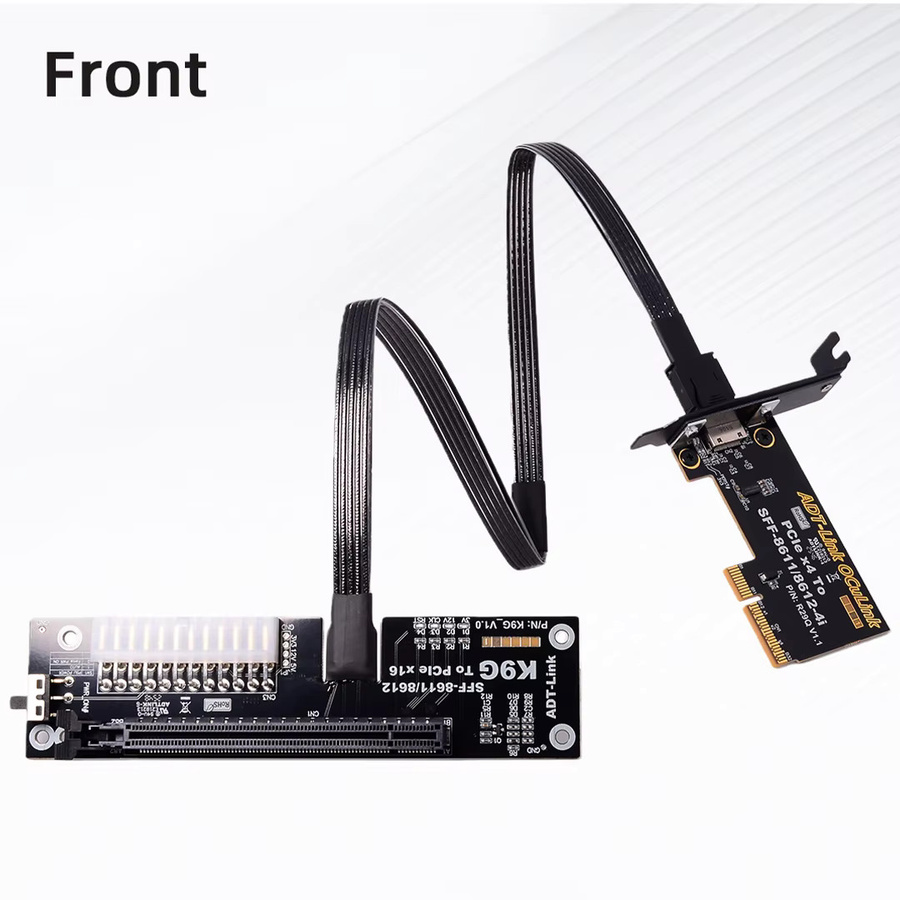 ADT-Link PCIe 5.0 x4 OCuLink eGPU-Dockingstation für externe Grafikkarten, Schwarz - Bild 2
