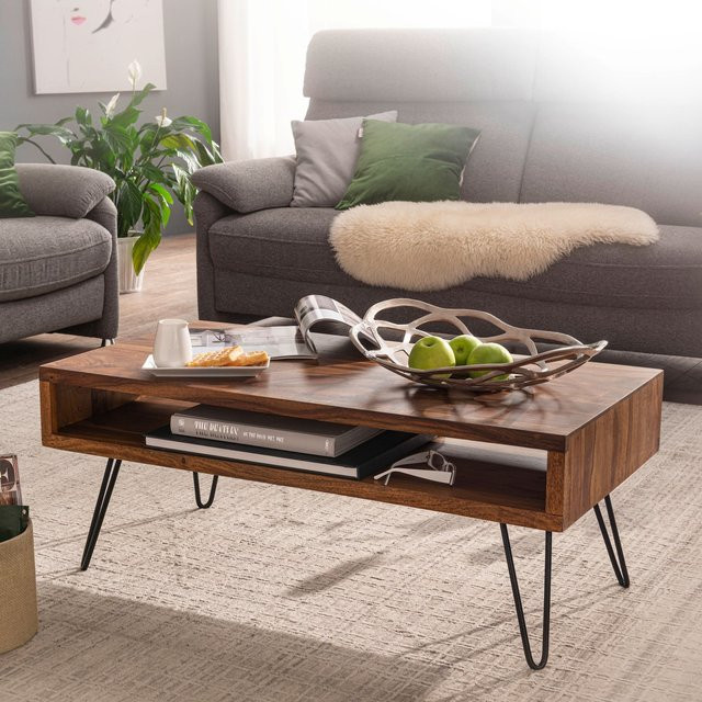 FineBuy Couchtisch aus Massivholz Sheeshamholz in Braun, modernes Design, B/T/H: 100 x 40 x 50 cm - Bild 1