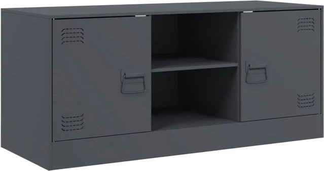 vidaXL TV-Schrank aus Metall in Anthrazit im Industrial Design, B/T/H: 99 x 39 x 44 cm - Bild 1
