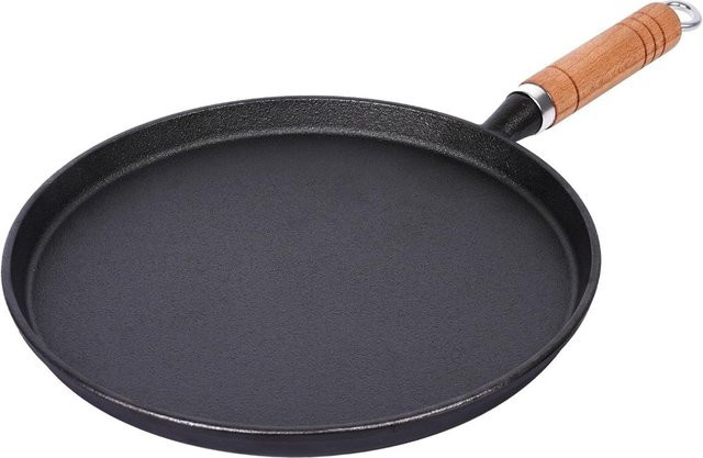 FEB.WIND Gusseisen Pfanne unbeschichtet Schwarz für Crepes, Eier und Steaks, geeignet für Gas und Induktion - Bild 1