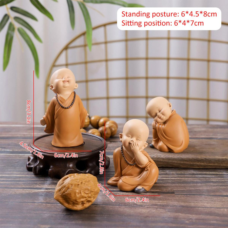Niedliche kleine Mönchsfigur aus Harz von Yiran Furniture als dekorative Buddha-Statue für den Tisch - Bild 1