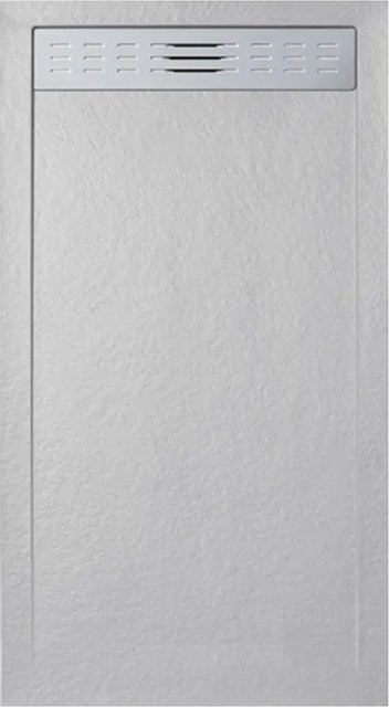 Frascio New Technology Duschwanne aus Mineralguss mit Line Slim Seitengitter in PerlGrau RAL 7035 und Abfluss, B/T: 90 x 135 cm - Bild 1