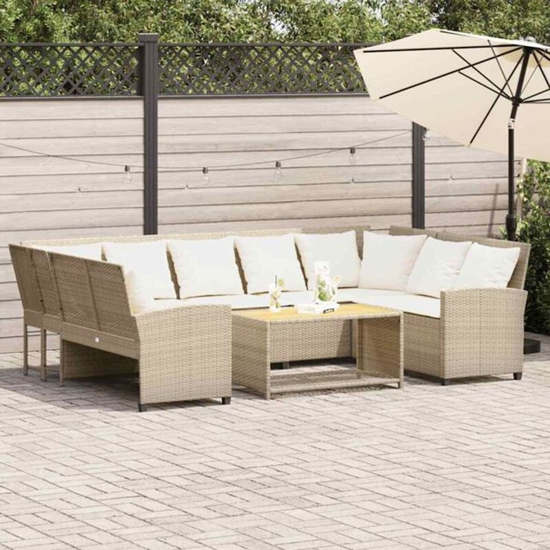 Gartensofa mit Kissen aus Polyrattan in Beige von Vidaxl - Bild 1