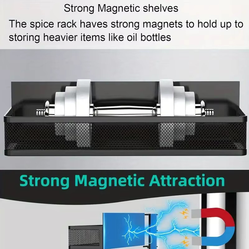 Hangfan 4-teiliges Magnetgewürzregal aus Metall in Schwarz für den Kühlschrank - Bild 4