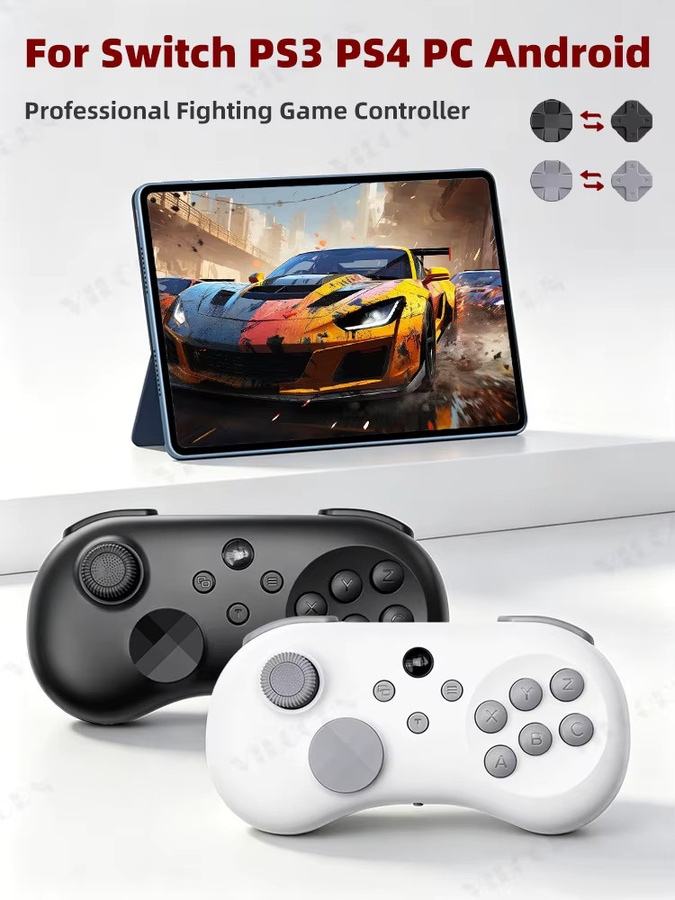 VILCORN Y04 Hall-Effekt-Joystick-Controller für Kampfspiele mit 6-Tasten-Layout, Turbo- und Makro-Rücktasten, kompatibel mit Nintendo Switch, PC, PS4 und Mobile, in Schwarz oder Weiß - Bild 5