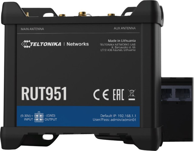 Teltonika RUT951 Industrieller kompakter 4G/LTE Dual SIM Router mit Ethernet, I/O und WiFi in Schwarz - Bild 1