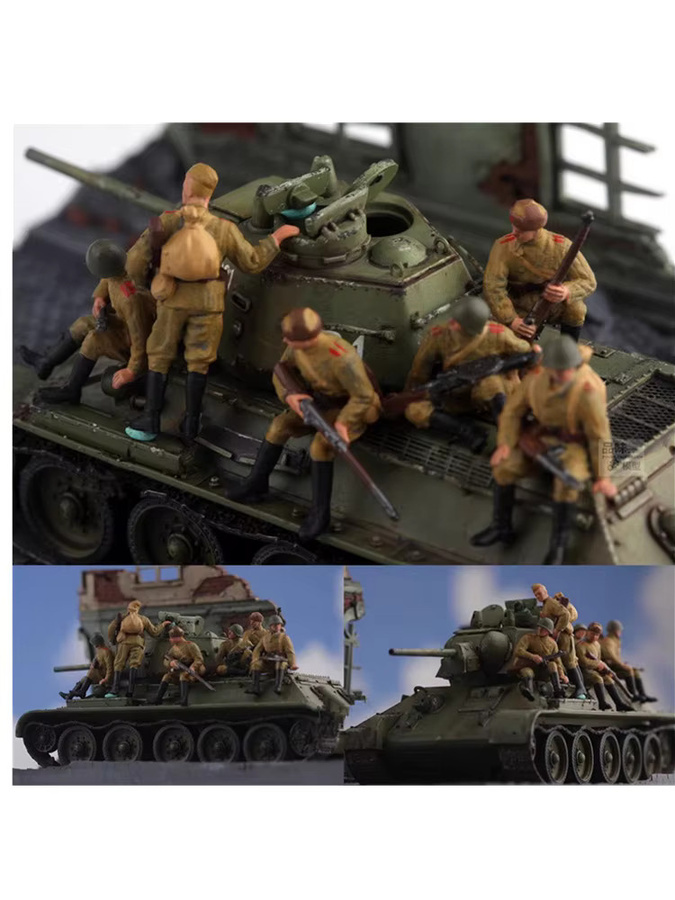 ART CROWN MODEL Sowjetische Infanterie Assault Group T34, Soldaten Figur, 6-teiliges Set, Harz, Bunt / Mehrfarbig - Bild 4