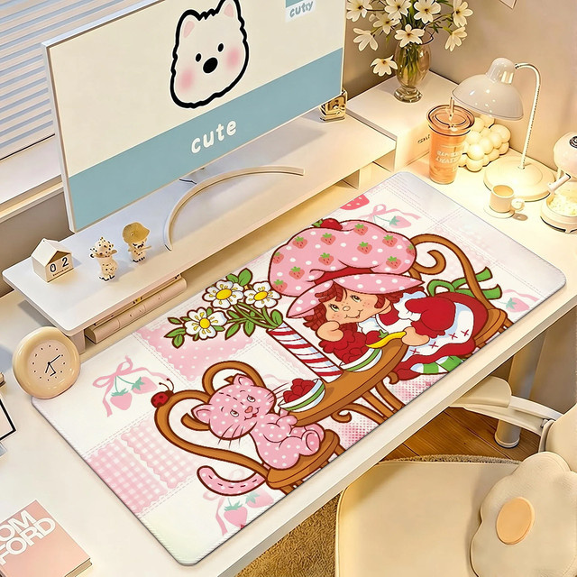 S-Strawberry Cute S-Shortcake-S Mauspad in Multicolour, große rutschfeste und wasserdichte Gaming-Matte mit genähtem Rand für Tastatur und Maus - Bild 1