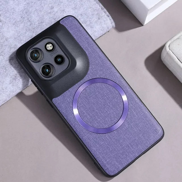 Luxuriöse Ledertasche für Motorola Moto Edge 50 Pro Neo Fusion Ultra 40 in Grau mit magnetischer Neo-Ladung und stoßfestem Schutz - Bild 1