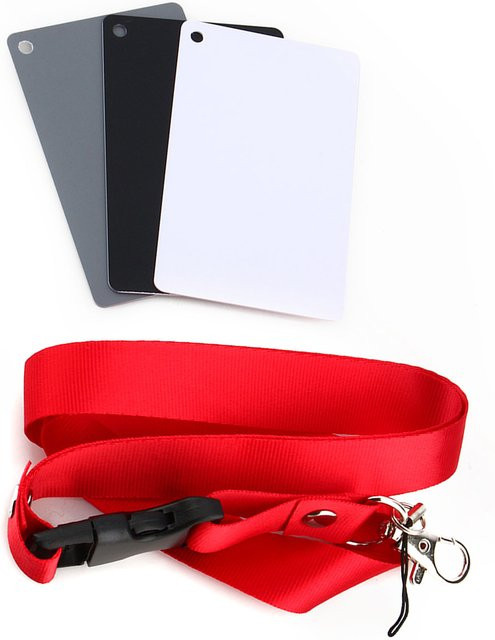 ESTINK 3-in-1 Fotografie Balance-Kartenset mit 18 % Graukarte für Belichtung und Farbbalance in Grau, Weiß und Schwarz - Bild 1