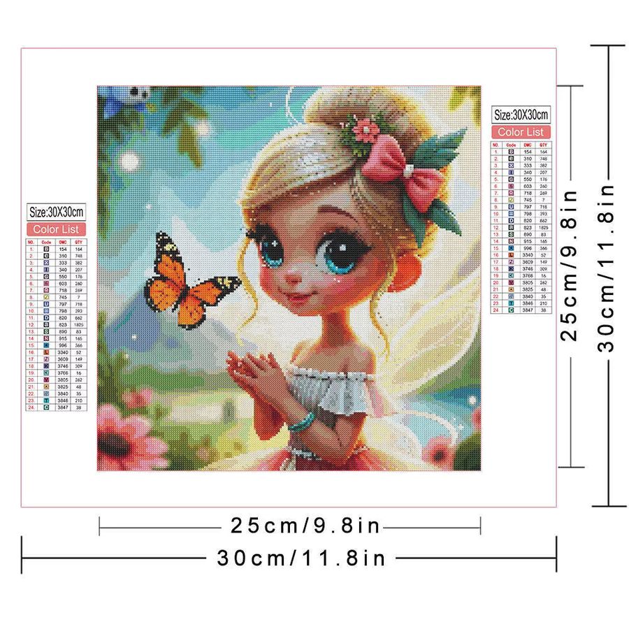 AZQSD 5D DIY Diamantmalerei Set Schmetterling und Fee Mädchen mit quadratischen Strasssteinen für ästhetische Stickerei als Home Decor B/H/T: 20 x 20 x 20 cm - Bild 2