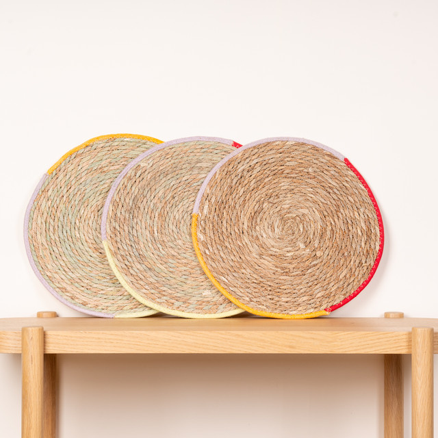 BLUME2000 Rattan Tischset Set 3er Rund Braun Durchmesser: 38 cm - Bild 1
