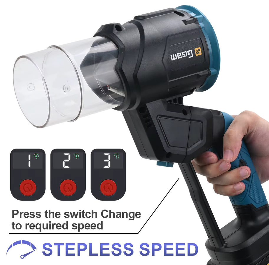 Gisam Bürstenloses elektrisches Turbogebläse mit 35000 U/min als Hand-Laubbläser und Staubgebläse für Makita LXT 18V Akkus, Schwarz - Bild 3