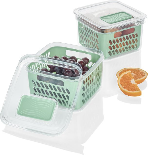LIVARNO HOME Kühlschrankaufbewahrung Frischebox, 2er-Set, grün - Bild 1