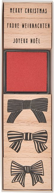 Rico Design Paper Poetry Stempelset Schleifen in Rot aus Holz - Bild 1