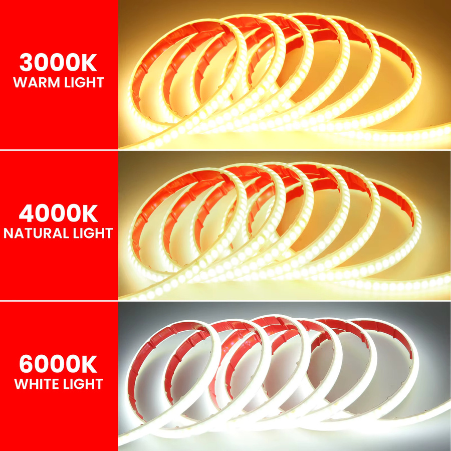 HEGEHE COB LED-Streifen wasserdicht in Weiß mit CCT-Funktion für moderne Heimdekoration, 220V AC - Bild 2