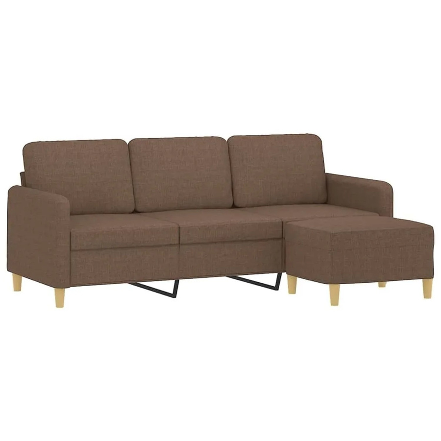 vidaXL 3-Sitzer-Sofa mit Hocker in Braun aus Stoff mit Armlehnen im modernen Design - Bild 2