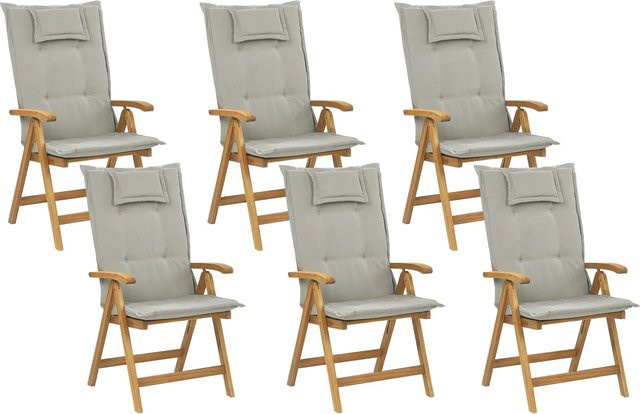Beliani Gartenstuhl aus Akazienholz in Grau und Beige, B/T/H: 69 x 54 x 105 cm - Bild 1