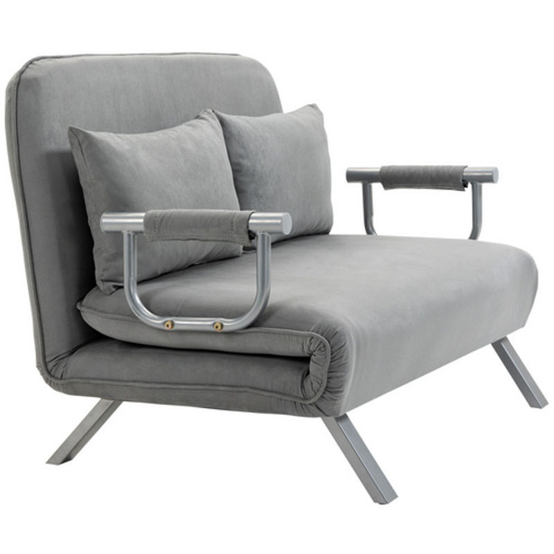 HOMCOM Schlafsofa Zweisitzer aus Samt in Grau mit Bettfunktion und Kissen, B/T/H: 111 x 80 x 78 cm - Bild 4