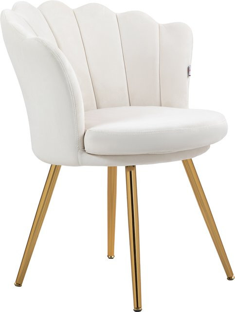 HOMCOM Muschelstuhl Samtstuhl Creme B: 67 cm, T: 64 cm, H: 77 cm - Bild 1