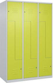 C+P Z-Spind Classic PLUS Garderobenschrank mit 6 Fächern und Zylinderschloss, Lichtgrau und Clowngrün, B/T/H: 120 x 50 x 185 cm - Bild 1