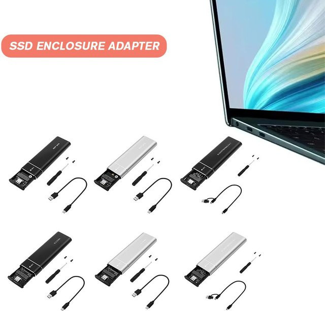 Externes NVMe M.2 SSD Gehäuse mit USB-C 10 Gbit/s, Aluminiumgehäuse für M- und B&M-Key, Farbe: Schwarz - Bild 1