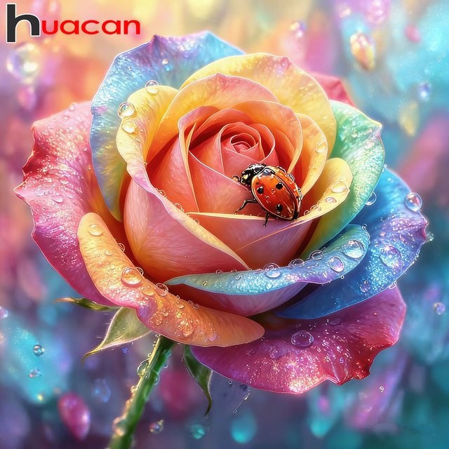 Huacan Diamantgemälde Rose, Bastelset - Bild 1