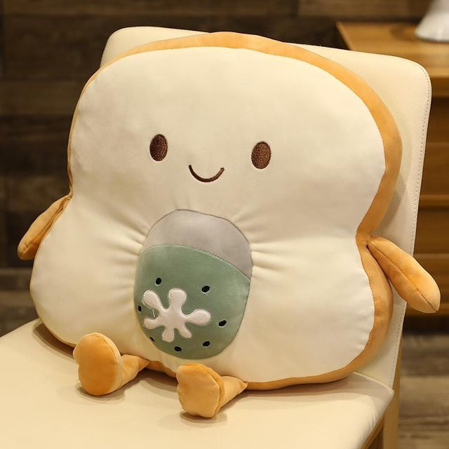 Yiran Health & Beauty Kawaii Toast Plüschkissen mit Armen und Beinen, Weiß, Durchmesser: 45 cm - Bild 1