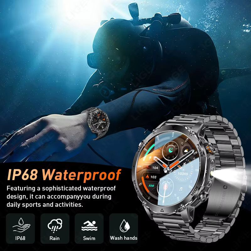 LIGE Outdoor-Smartwatch mit Bluetooth-Anruf, 1,7 Zoll Display und großem 1400 mAh Akku für Android und iOS - Bild 5