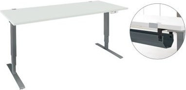 Schäfer Shop Genius Schreibtisch Aero Flex, elektrisch höhenverstellbar, Lichtgrau/Anthrazit, B: 160 cm, T: 80 cm, H: 62-128 cm, inklusive Kabelkanal - Bild 1