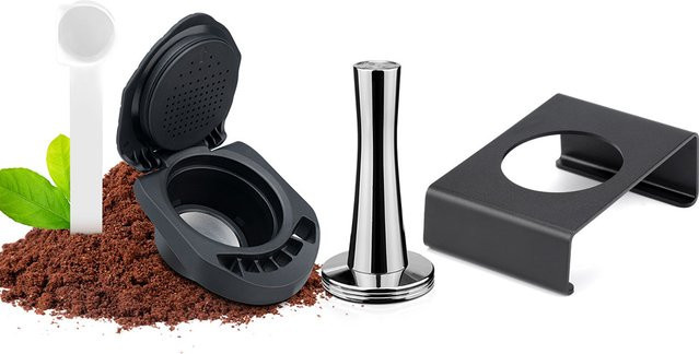 i Cafilas Kaffee Kapseladapter für Dolce Gusto Mini und Genio Piccolo XS in Schwarz, wiederverwendbarer Konverter für Kaffeepads und Nespresso kompatibel - Bild 1