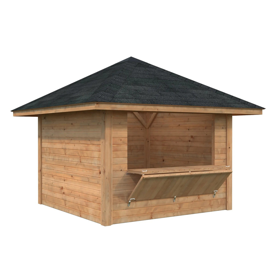 Marktstand Palmako Bianca Set 104 aus Fichtenholz in Braun mit Pyramidendach, B: 300 cm, H: 319 cm, T: 300 cm - Bild 2