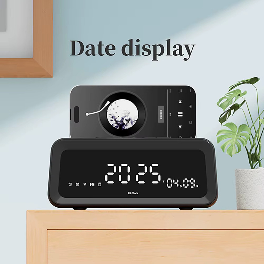 Niditon Digitaler Wecker mit Bluetooth-Lautsprecher, Radio und Temperaturanzeige in Schwarz - Bild 4