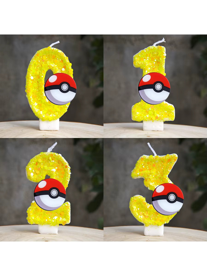Potdemiel Pikachu Geburtstagstorten-Deko-Kerze in Gelb für Anime Themenpartys - Bild 3