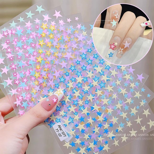 HotPress 3d Macaron Star Nail Art Aufkleber, Glänzend, 8*10cm - Bild 1