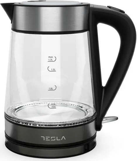 Tesla KT300X Wasserkocher aus Edelstahl mit 1,7 l Volumen und 2200 W Leistung, Transparent mit Wasserstandsanzeige - Bild 1