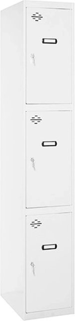 PROREGAL Spind AMEGO Schließfach mit 3 Abteilen, Weiß, H x B x T: 180 x 30 x 50 cm - Bild 1