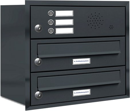 AL Briefkasten-System für 2 Parteien zur Unterputzmontage, grau, B/H/T: 153,264 x 38,5 x 27,5 cm - Bild 1