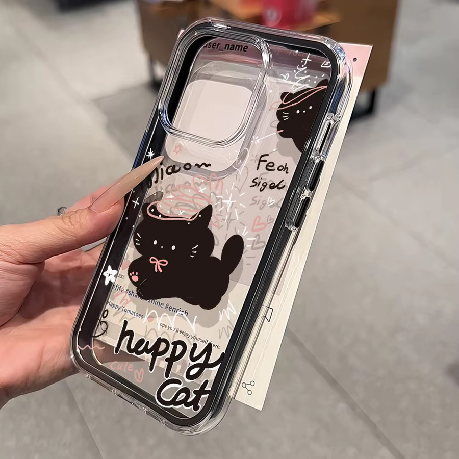 Transparente Handyhülle mit süßem Katzenmotiv in Candy Colors für dein Apple iPhone (kompatibel mit iPhone 17, 16, 15, 14, 13, 12 Pro Max und Air) aus Soft TPU - Bild 3