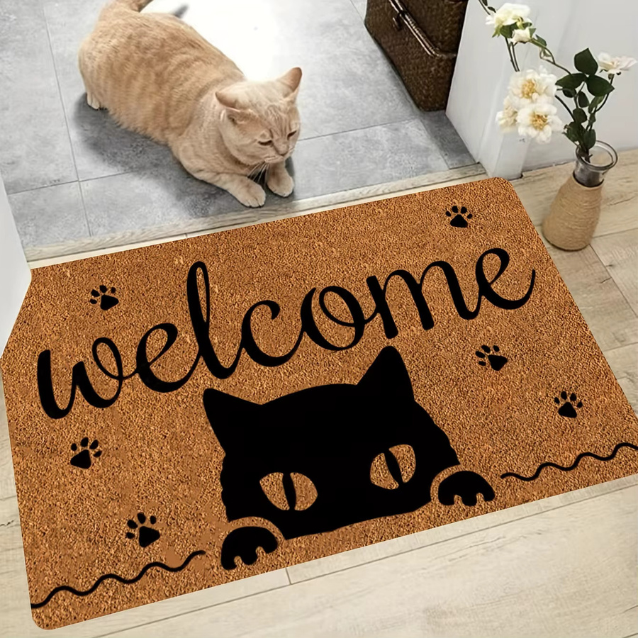 VIKAMA Willkommen Katzen-Badezimmerteppich, rutschfeste und maschinenwaschbare Fußmatte für Innen und Außen, B/T: 60 x 40 cm - Bild 2