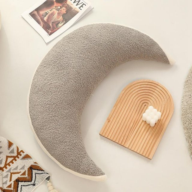 Binchi Fitness Mondform Kissen in Gelb, superweiches Plüschkissen für Schlaf und Entspannung, B/H: 75 x 30 cm - Bild 1