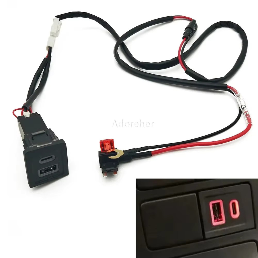 Auto-USB-Ladegerät mit PD Quick Charge und QC3.0 für Volkswagen Multivan T5 (2003-2007), USB-C, Schwarz - Bild 3
