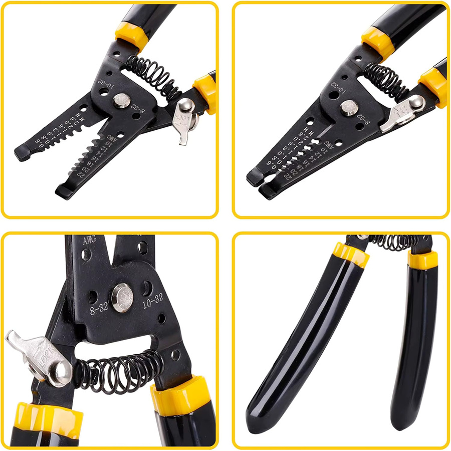 CLAMPLUS Abisolierzange SJ-1022 7 Zoll in Schwarz, Multifunktions-Cutter Crimper für 10–22 AWG und Kupferdraht - Bild 5