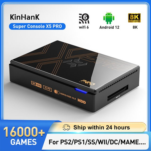 Kinhank Super Console X5 PRO Retro-Videospielkonsole in Schwarz mit 4TB Speicher und 16000 Spielen für PS2, WII, SS, DC und N64 - Bild 1